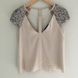 BCBG Sierra silk + sequin top